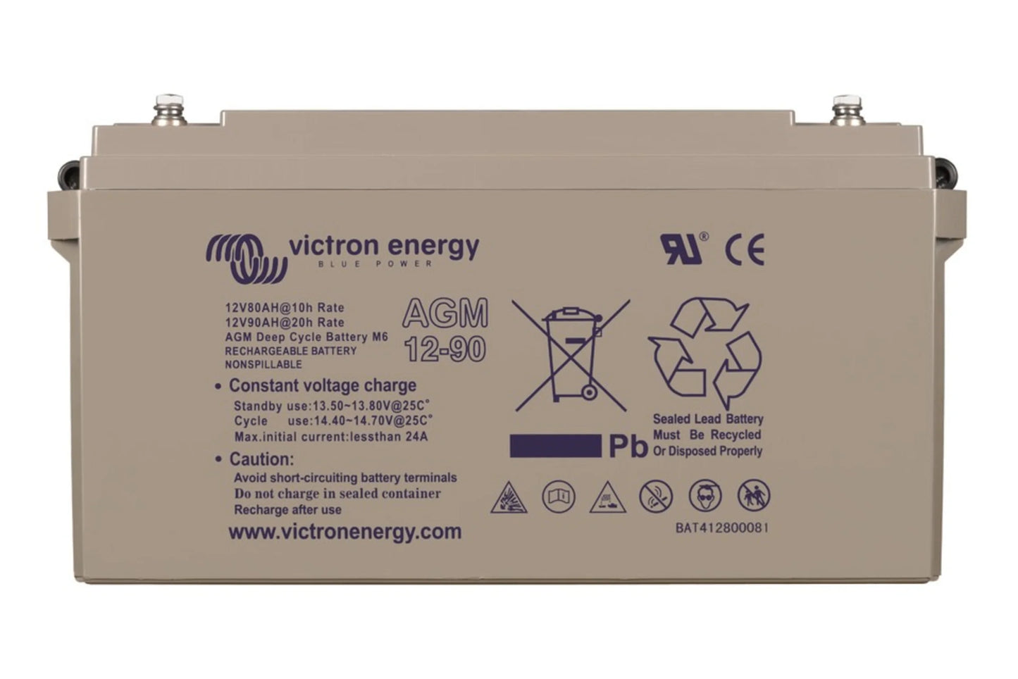 Victron Energy 12V/90Ah AGM Deep Cycle Battery (M6)