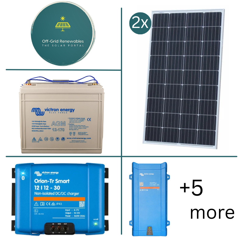 Victron Energy 12V Campervan Electrical Bundle – 500VA Inverter with 170Ah AGM