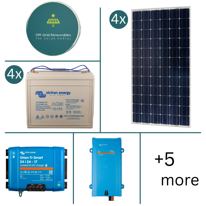 Victron Energy 12V Campervan Electrical Bundle – 3000VA Inverter with 680Ah AGM & 700W Solar